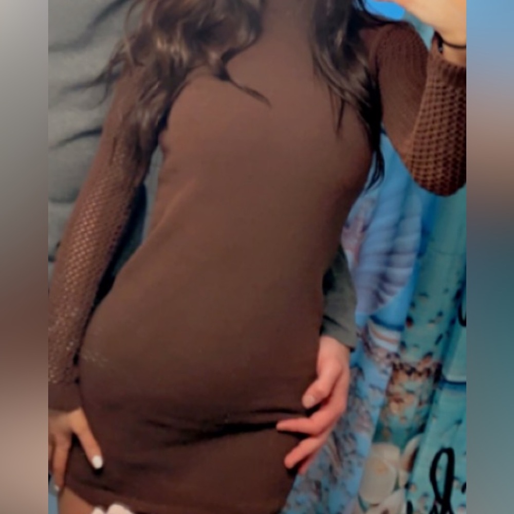 Brown Long Sleeve Dress